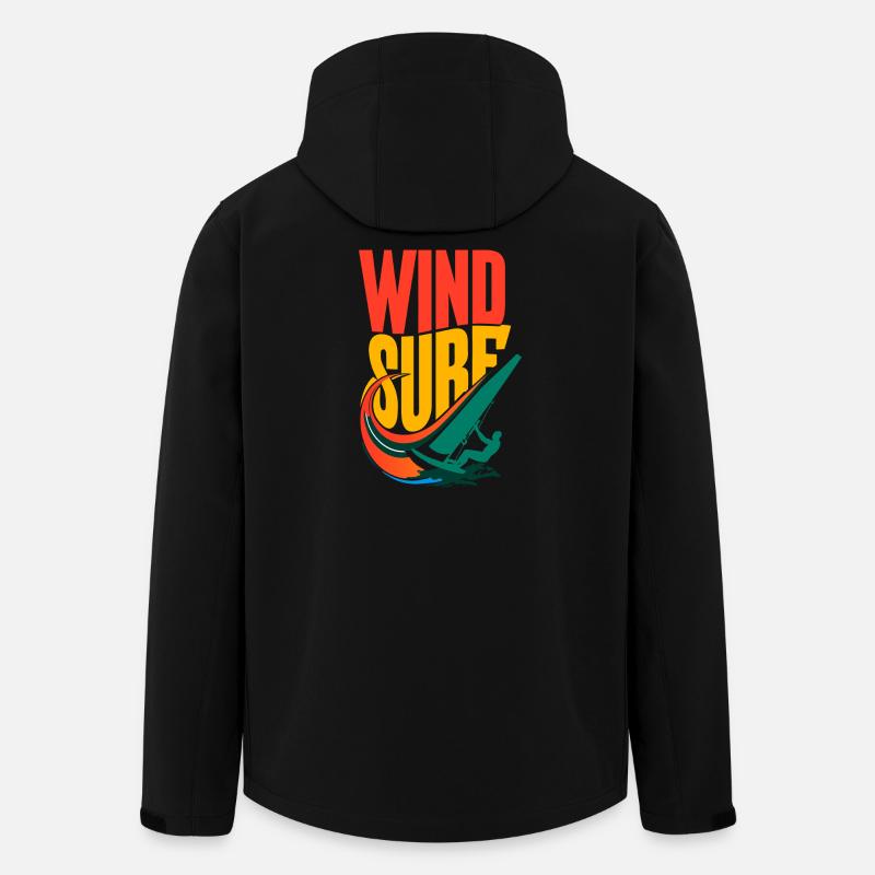 Lebendiges Pop-Art-Windsurf-Design - Recycelte Männer Softshell-Jacke von Stanley/Stella - Schwarz