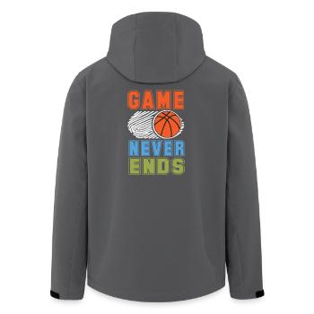 Basketball - Le jeu ne se termine jamais - Veste softshell homme en polyester recyclé Stanley/Stella - noir - Dos - AI Model Male 185 light (185cm)