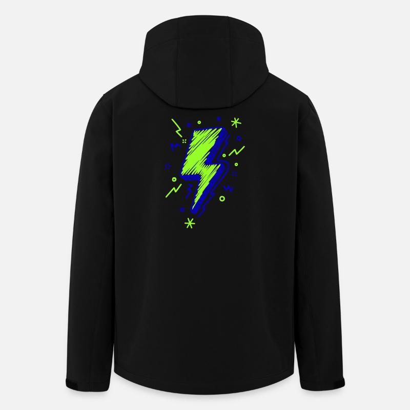 Blitze in Grün und Blau dargestellt - Recycelte Männer Softshell-Jacke von Stanley/Stella - Schwarz