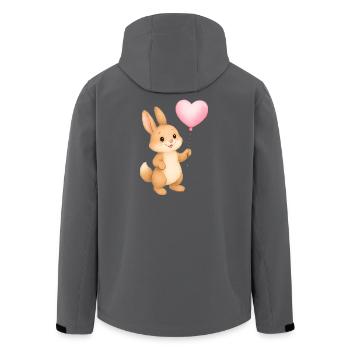 Lapin câlin avec ballon en forme de cœur - Veste softshell homme en polyester recyclé Stanley/Stella - noir - Dos - AI Model Male 185 light (185cm)