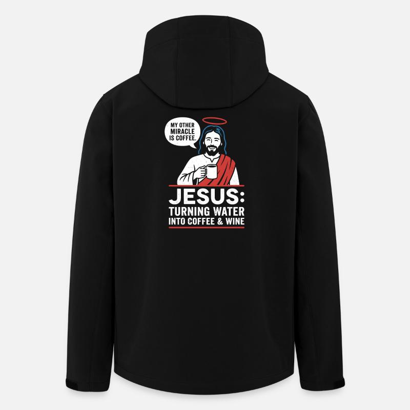 Jesus Coffee Miracle Graphic - Men’s Recycled Softshell Jacket by Stanley/Stella - black