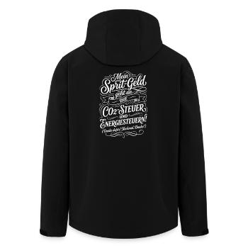 Mein Spritgeld geht an die CO2 Steuer - Recycelte Männer Softshell-Jacke von Stanley/Stella - Schwarz - Hinten - AI Model Male 185 light (185cm)