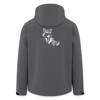 Raccoon plays trumpet a Jazz Music - Men’s Recycled Softshell Jacket by Stanley/Stella - black - Back - AI Model Male 185 light (185cm)