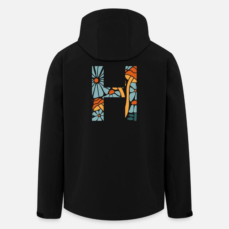 Lettre h fleurs groovy idée cadeau  - Veste softshell homme en polyester recyclé Stanley/Stella - noir