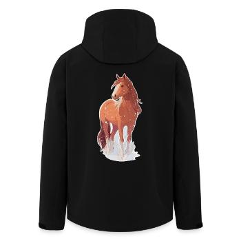 Pferd mit Schneeflocken - Recycelte Männer Softshell-Jacke von Stanley/Stella - Schwarz - Hinten - AI Model Male 185 light (185cm)