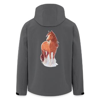 Cheval avec des flocons de neige - Veste softshell homme en polyester recyclé Stanley/Stella - charbon - Dos - AI Model Male 185 light (185cm)