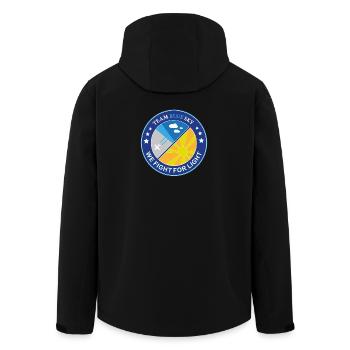 Sonnenliebhaber-Abzeichen Team Blauer Himmel Licht-Krieger-Emblem - Recycelte Männer Softshell-Jacke von Stanley/Stella - Schwarz - Hinten - AI Model Male 185 light (185cm)