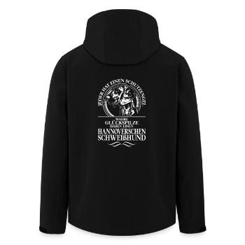 HANNOVERSCHER SCHWEISSHUND Schutzengel Wilsigns - Recycelte Männer Softshell-Jacke von Stanley/Stella - Schwarz - Hinten - AI Model Male 185 light (185cm)