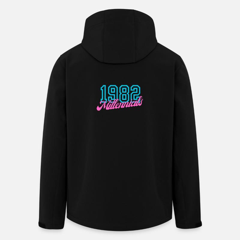 1982 Millennial Retro Numeric Design - Veste softshell homme en polyester recyclé Stanley/Stella - noir