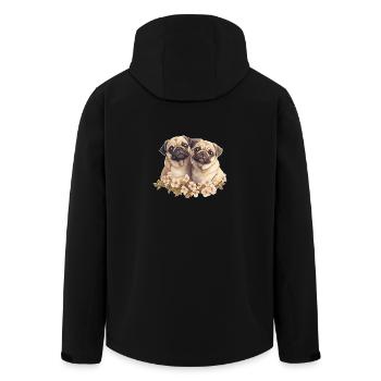 Pug pair pug - Men’s Recycled Softshell Jacket by Stanley/Stella - black - Back - AI Model Male 185 light (185cm)