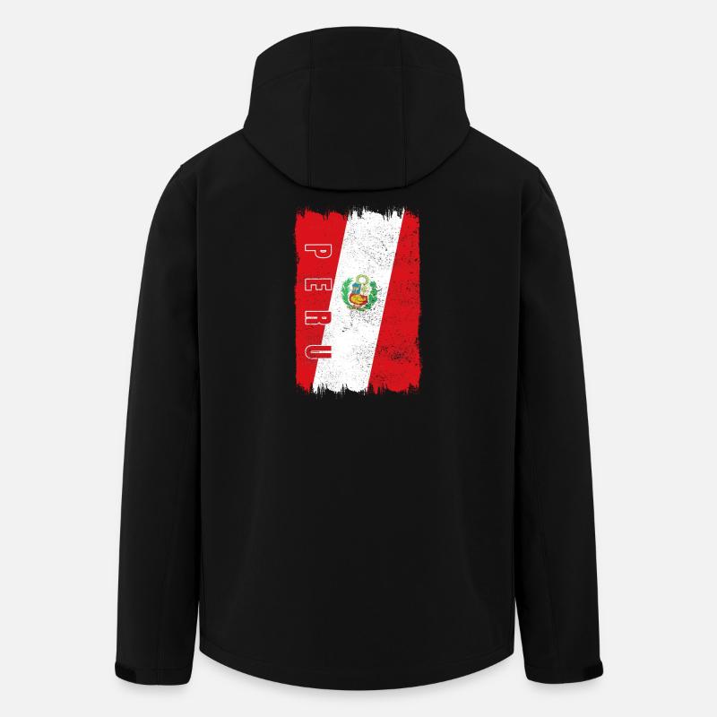 Drapeau du Pérou - Veste softshell homme en polyester recyclé Stanley/Stella - noir