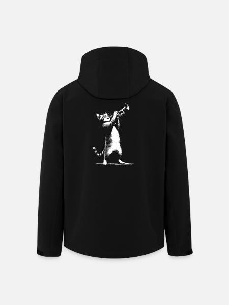 Cat with trumpet - Men’s Recycled Softshell Jacket by Stanley/Stella - black