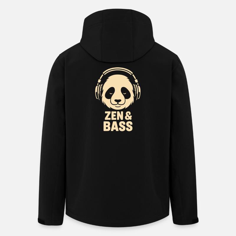 Panda avec un casque - Veste softshell homme en polyester recyclé Stanley/Stella - noir