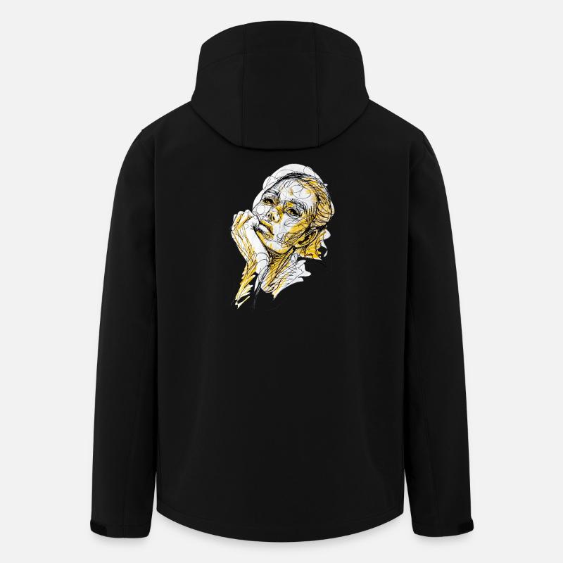 illustration ennuyée aquarelle carographique - Veste softshell homme en polyester recyclé Stanley/Stella - noir