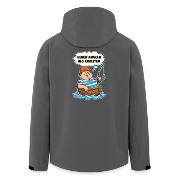 Better fishing than working Funny saying - Men’s Recycled Softshell Jacket by Stanley/Stella - black - Back - AI Model Male 185 light (185cm)