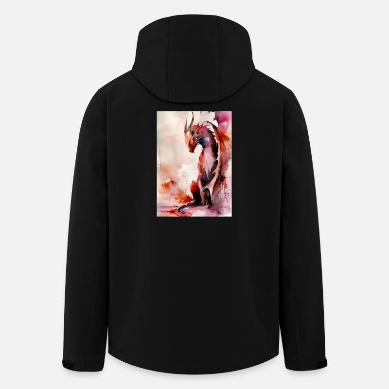 Roter Aquarell-Drache - Recycelte Männer Softshell-Jacke von Stanley/Stella - Schwarz