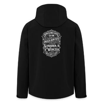 Sous les vis de la voiture Huile et outils - Veste softshell homme en polyester recyclé Stanley/Stella - noir - Dos - AI Model Male 185 light (185cm)