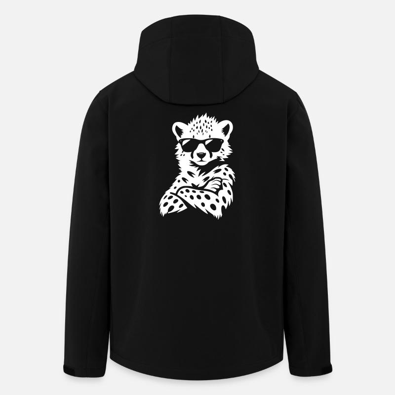 Cool Cheetah – Sunglasses & Crossed Arms - Men’s Recycled Softshell Jacket by Stanley/Stella - black