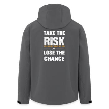 take the risk or lose the chance vintage design  - Recycelte Männer Softshell-Jacke von Stanley/Stella - Schwarz - Hinten - AI Model Male 185 light (185cm)