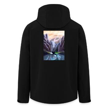 Orcas springen im Bergtal - Recycelte Männer Softshell-Jacke von Stanley/Stella - Schwarz - Hinten - AI Model Male 185 light (185cm)
