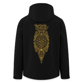 Spirituality Spiritually Protected Sacred Geometry - Men’s Recycled Softshell Jacket by Stanley/Stella - black - Back - AI Model Male 185 light (185cm)