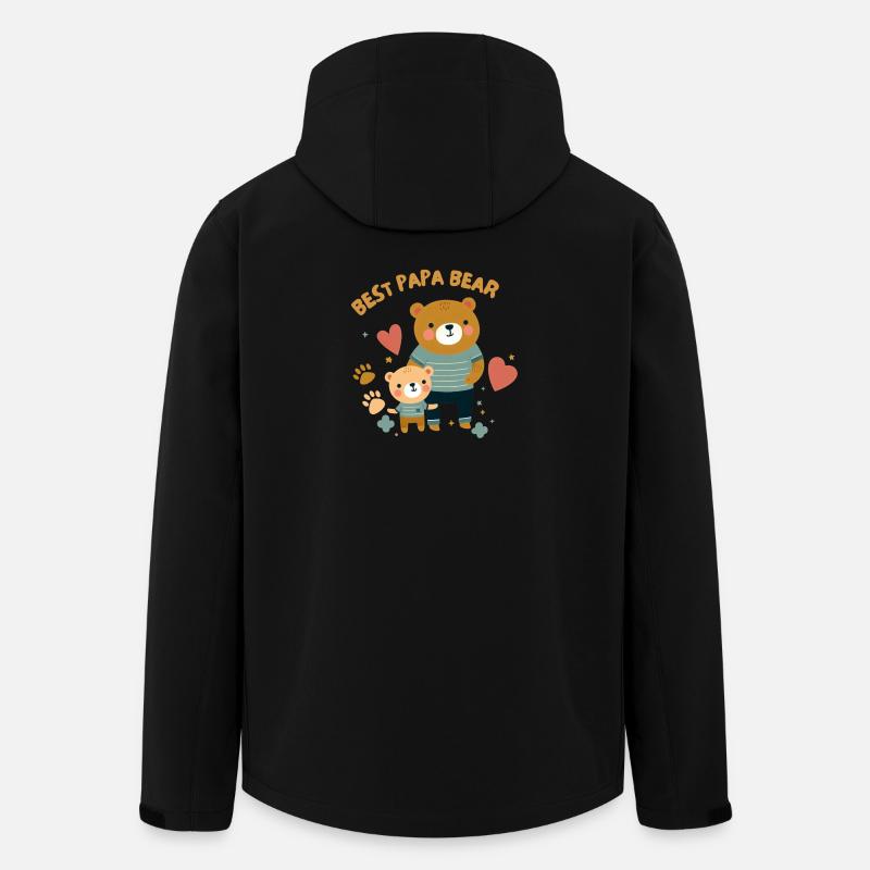 Fête des pères. Meilleur Papa Bear - Veste softshell homme en polyester recyclé Stanley/Stella - noir