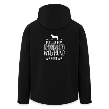 DER MIT TSCHECHOSLOWAKISCHER WOLFHUND GEHT Spruch - Recycelte Männer Softshell-Jacke von Stanley/Stella - Schwarz - Hinten - AI Model Male 185 light (185cm)