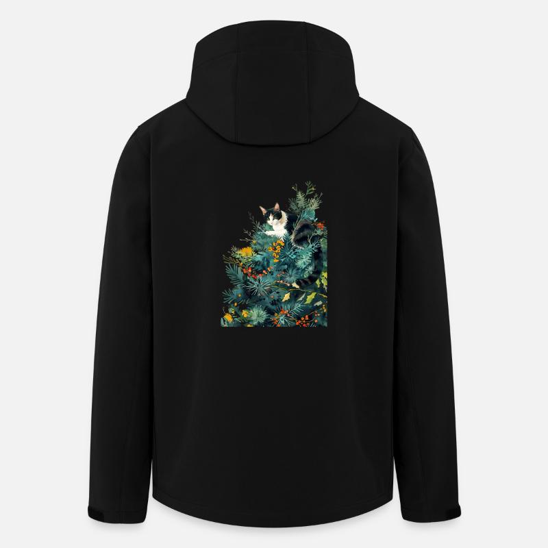 Katze am Weihnachtsbaum - Recycelte Männer Softshell-Jacke von Stanley/Stella - Schwarz