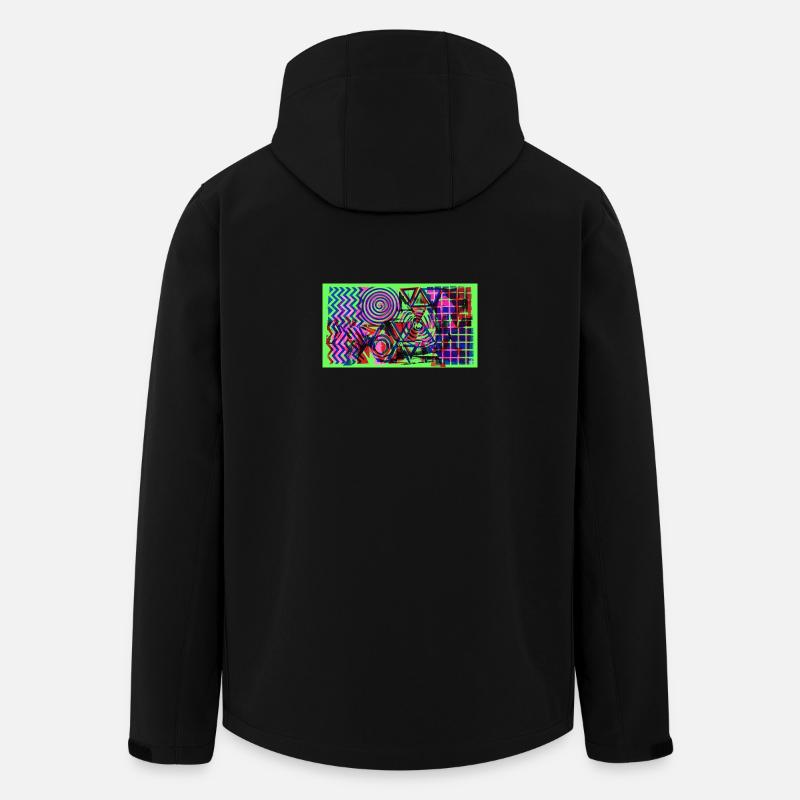 Géométrie néon Chaos - Veste softshell homme en polyester recyclé Stanley/Stella - noir