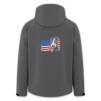 Fox Terrier America Flag Dogs Dog Wilsigns - Men’s Recycled Softshell Jacket by Stanley/Stella - black - Back - AI Model Male 185 light (185cm)