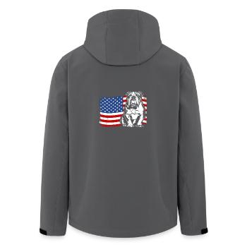 English Bulldog America Flag Dogs Wilsigns - Men’s Recycled Softshell Jacket by Stanley/Stella - black - Back - AI Model Male 185 light (185cm)