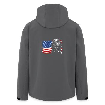 Bracco Italiano America Flag Dogs Wilsigns - Men’s Recycled Softshell Jacket by Stanley/Stella - black - Back - AI Model Male 185 light (185cm)