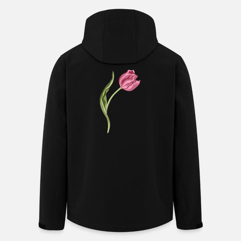 Illustration élégante de tulipe rose - Veste softshell homme en polyester recyclé Stanley/Stella - noir