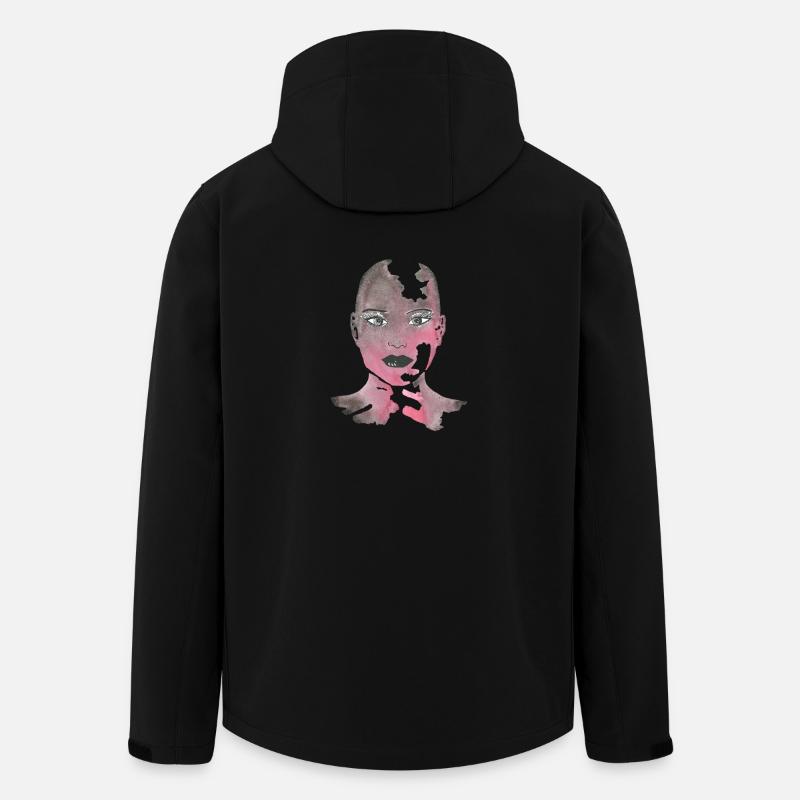 Portrait aquarelle rose déchiré - Veste softshell homme en polyester recyclé Stanley/Stella - noir