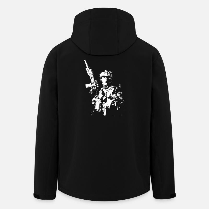 Militärischer Stencil Soldat - Recycelte Männer Softshell-Jacke von Stanley/Stella - Schwarz