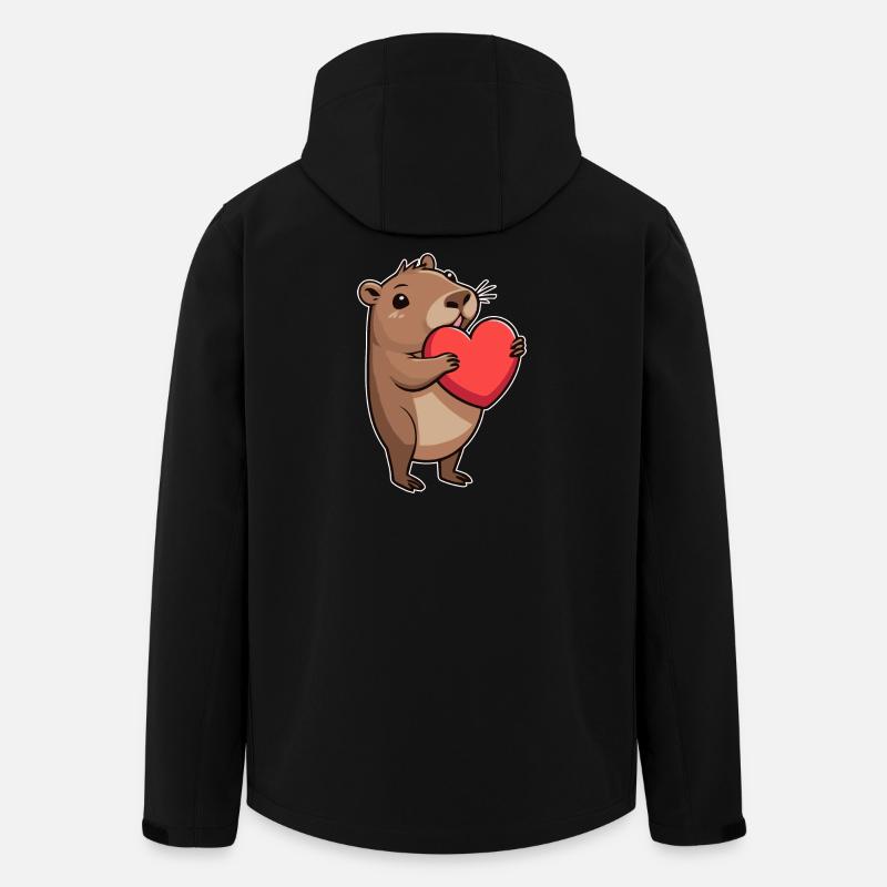 Capybara avec coeur Saint-Valentin - Veste softshell homme en polyester recyclé Stanley/Stella - noir