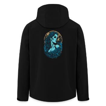 Gothic Girl mit Totenkopf und Blut - Recycelte Männer Softshell-Jacke von Stanley/Stella - Schwarz - Hinten - AI Model Male 185 light (185cm)