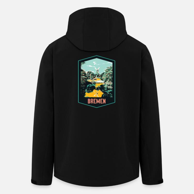 Bremen, Germany, Old Windmill Illustration - Men’s Recycled Softshell Jacket by Stanley/Stella - black