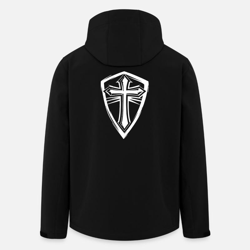 Cross symbol in shield design - Men’s Recycled Softshell Jacket by Stanley/Stella - black