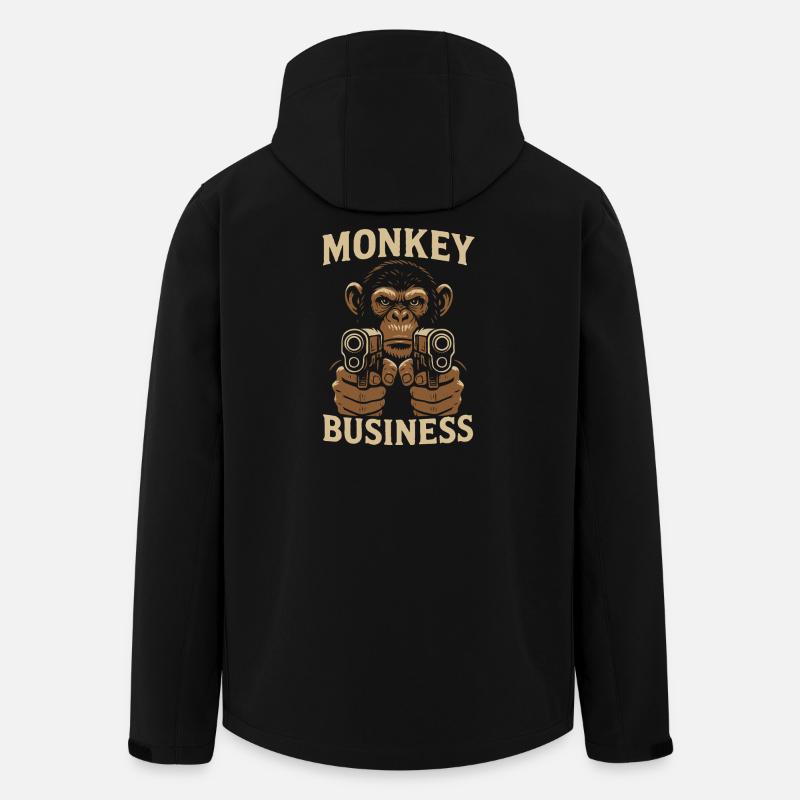 Singe avec pistolet d’affaires de singe - Veste softshell homme en polyester recyclé Stanley/Stella - noir