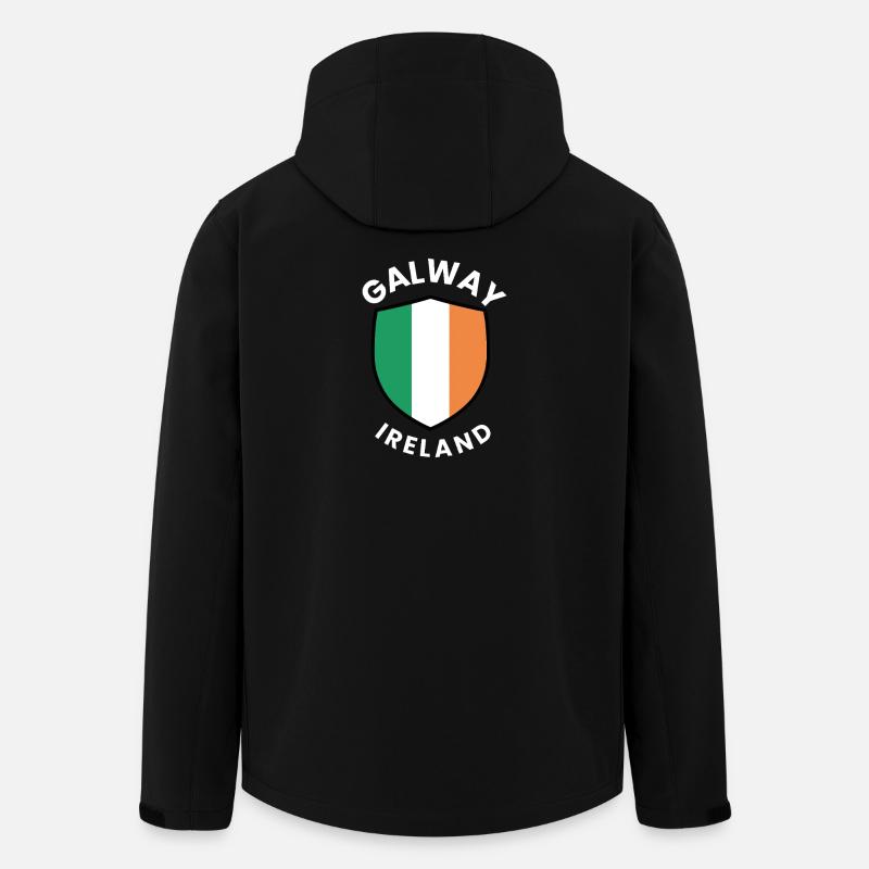 Bouclier de Galway avec drapeau irlandais - Veste softshell homme en polyester recyclé Stanley/Stella - noir