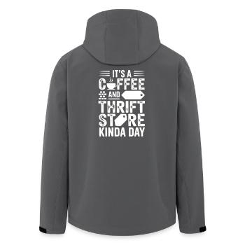 Coffee and Thrift Store Day - Men’s Recycled Softshell Jacket by Stanley/Stella - anthracite - Back - AI Model Male 185 light (185cm)