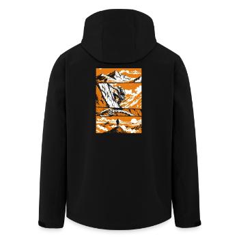 Summit Victory Mountain Art - Men’s Recycled Softshell Jacket by Stanley/Stella - black - Back - AI Model Male 185 light (185cm)