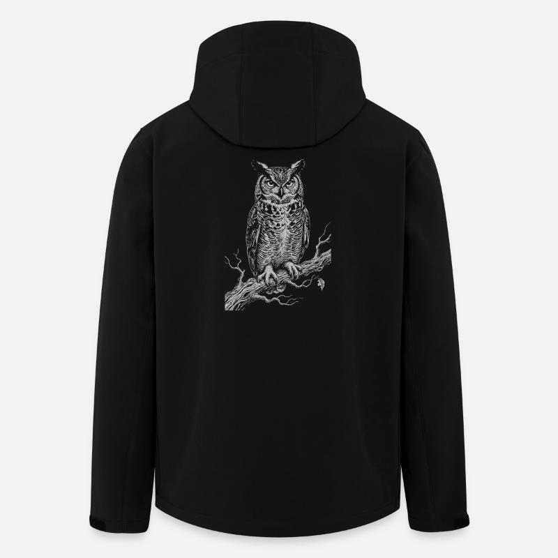 Eulen-Silhouette auf Moonlit Branch - Recycelte Männer Softshell-Jacke von Stanley/Stella - Schwarz