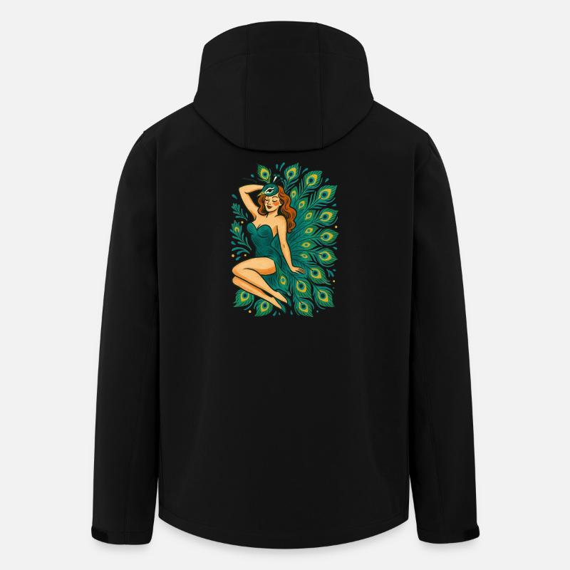 Déesse paon aux plumes sarcelle - Veste softshell homme en polyester recyclé Stanley/Stella - noir