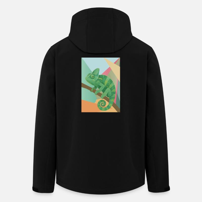 Style géométrique du Caméléon Vert - Veste softshell homme en polyester recyclé Stanley/Stella - noir