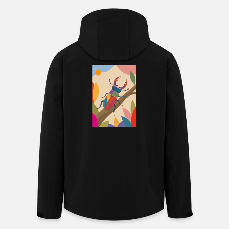 Bunter Hirschkäfer im Naturstil - Recycelte Männer Softshell-Jacke von Stanley/Stella - Schwarz