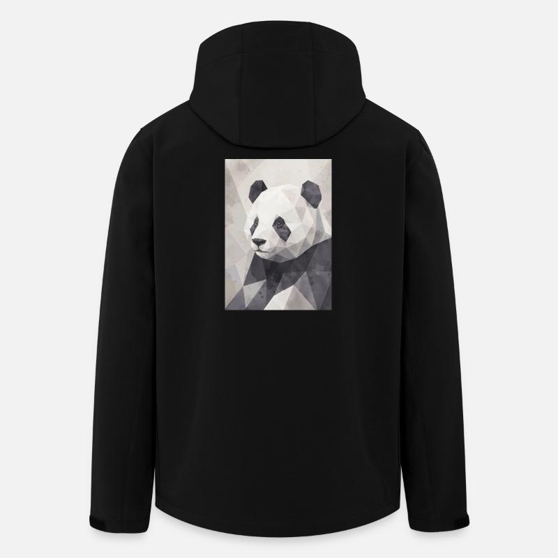 Geometrischer Panda Polygon Art - Recycelte Männer Softshell-Jacke von Stanley/Stella - Schwarz