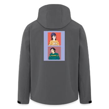 Deux illustrations et différentes émotions - Veste softshell homme en polyester recyclé Stanley/Stella - noir - Dos - AI Model Male 185 light (185cm)