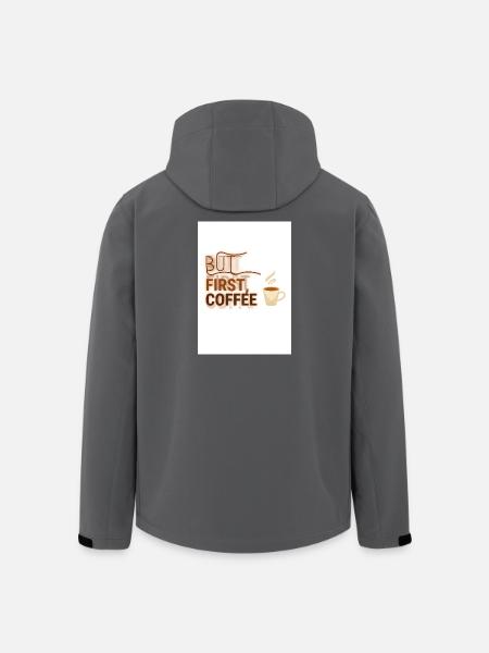 But First, Coffee Spruch Design - Men’s Recycled Softshell Jacket by Stanley/Stella - black